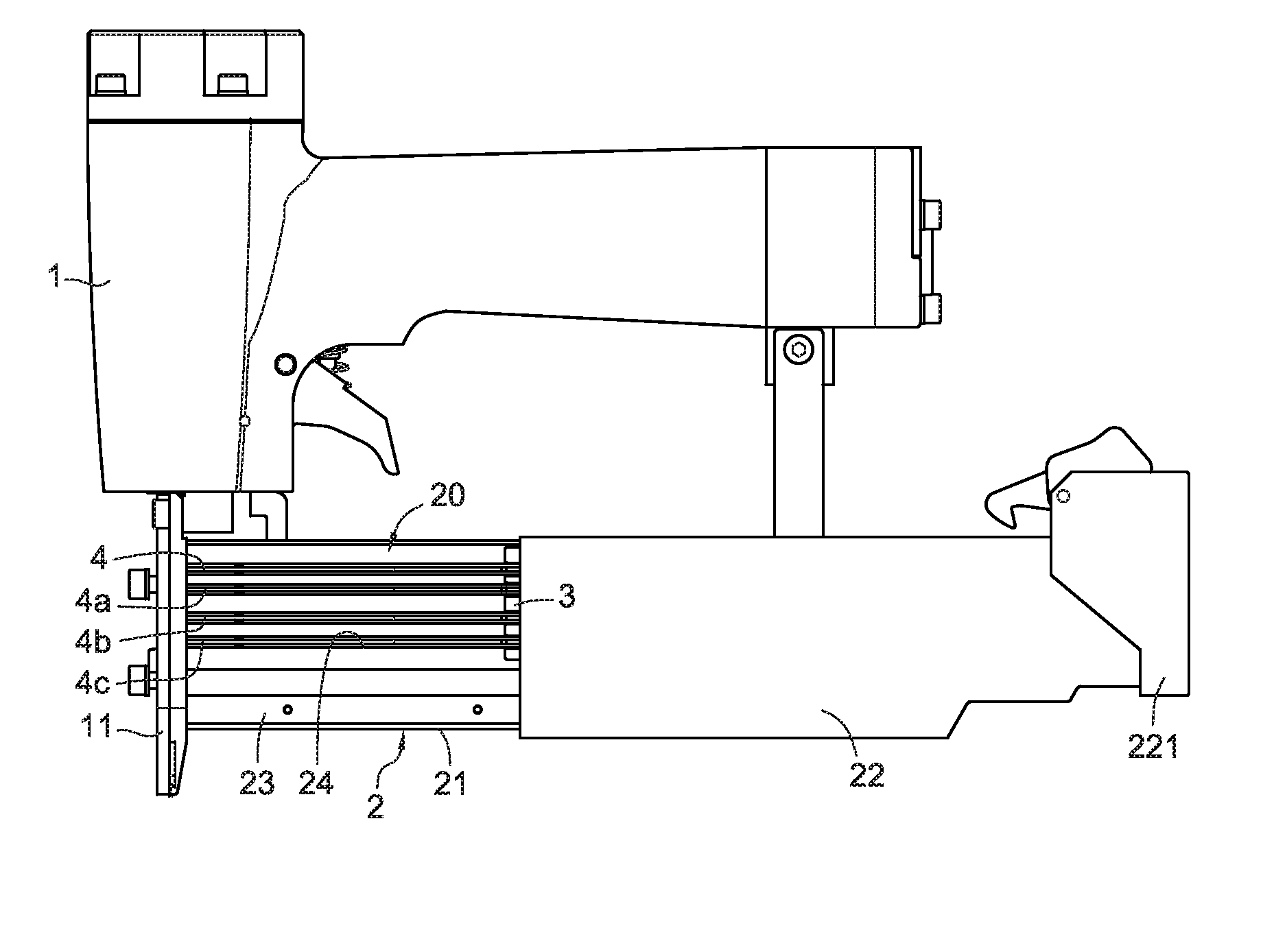 Nail positioning member of nail slot of nail gun