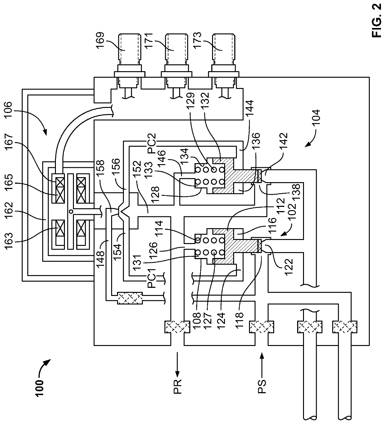 Electrohydraulic poppet valve device control that maintains the last commanded position of a device upon power interruption and provides back-up position control