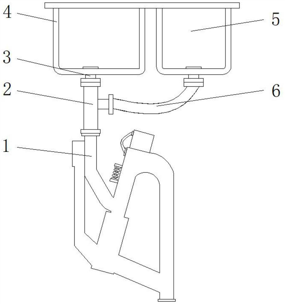 Environment-friendly anti-blocking structure for sewer pipe of vegetable washing basin