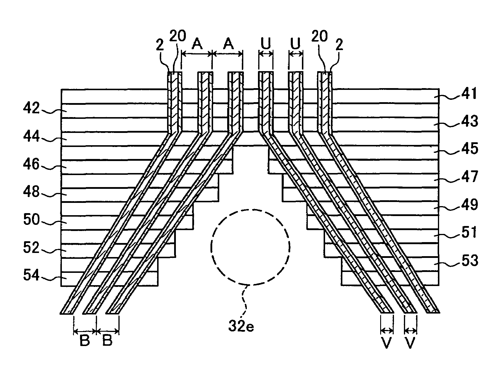 Imaging device with vertical charge transfer paths having appropriate lengths and/or vent portions