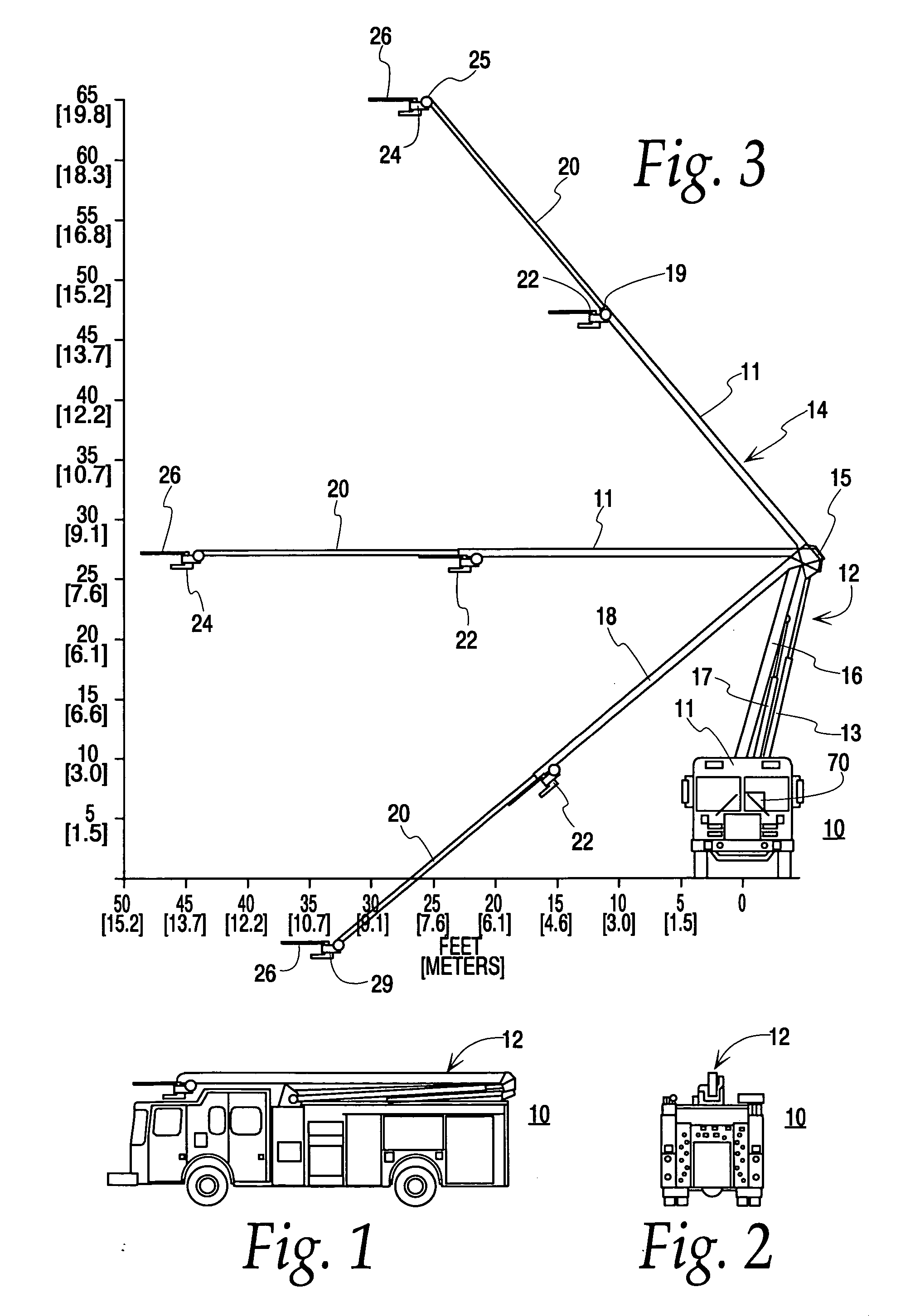 Extensible aerial boom having two independently operated fluid nozzles