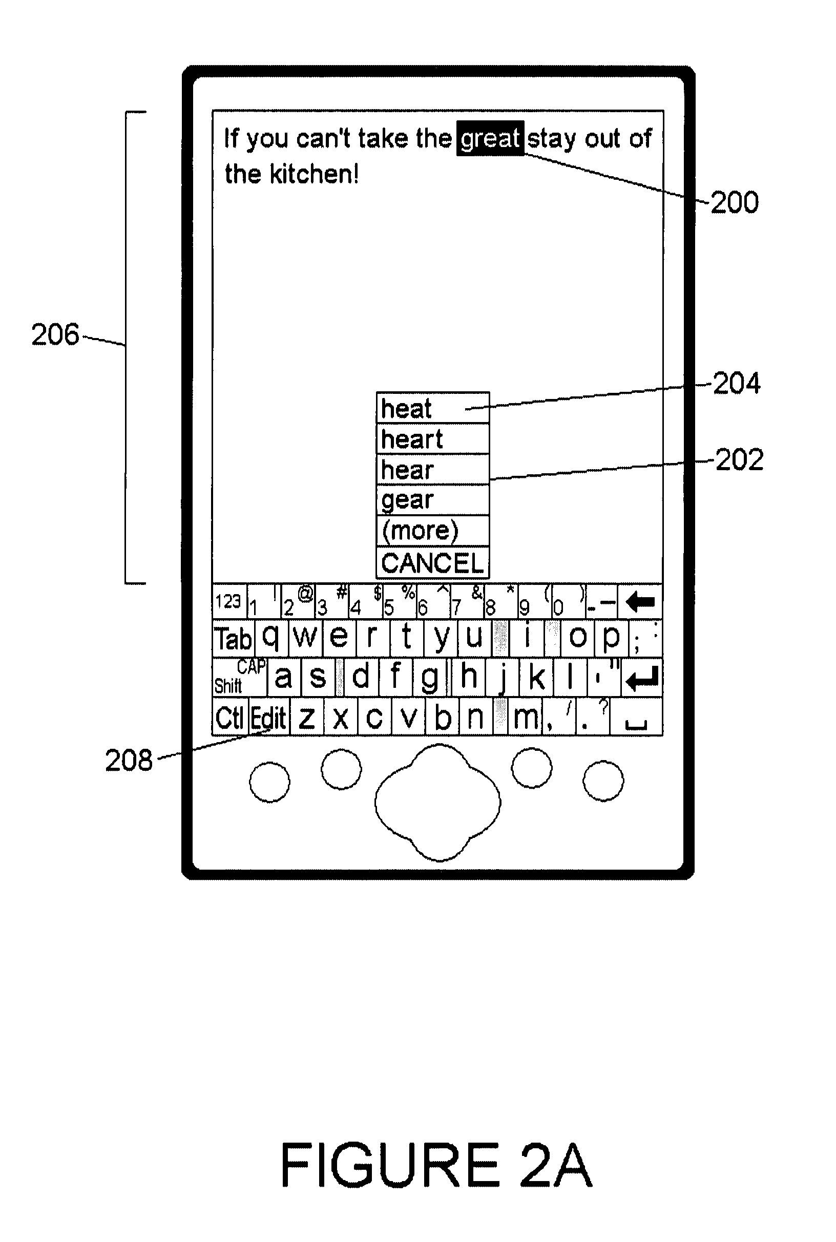 System and method for a user interface for text editing and menu selection
