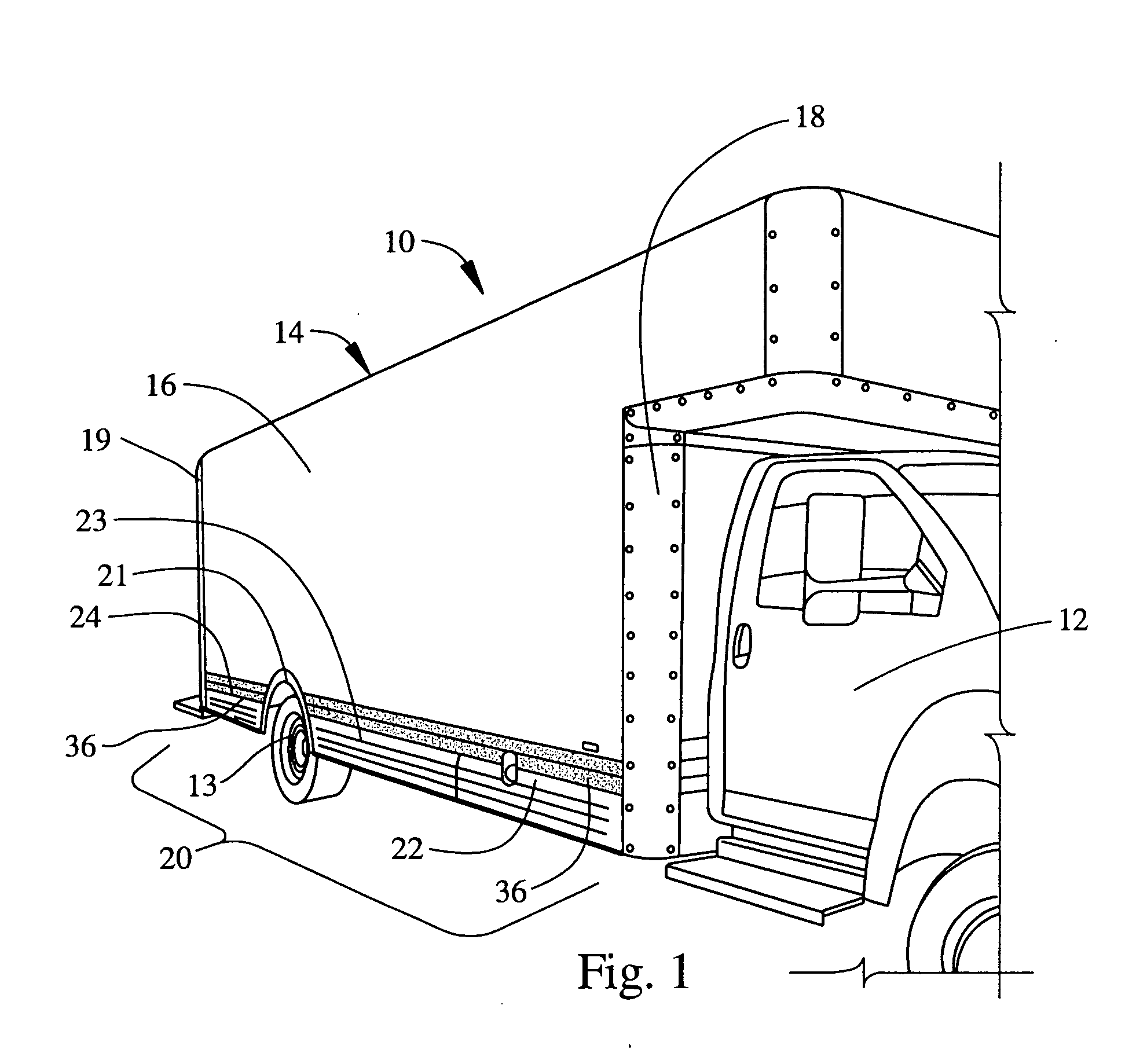 Flexible truck skirt with floating mount