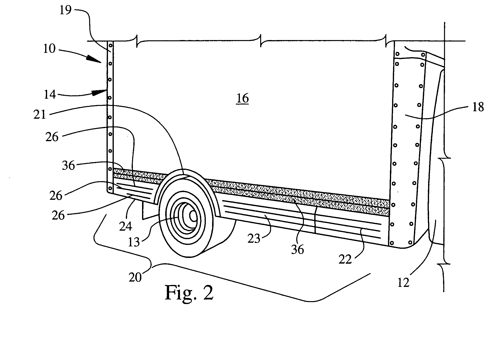 Flexible truck skirt with floating mount