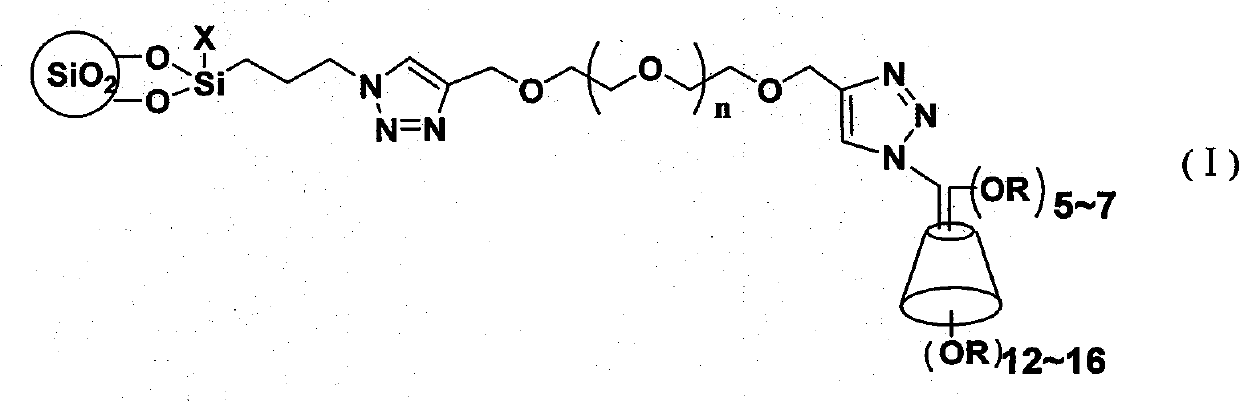 Cyclodextrin chiral chromatogram fixed phase and preparation method thereof