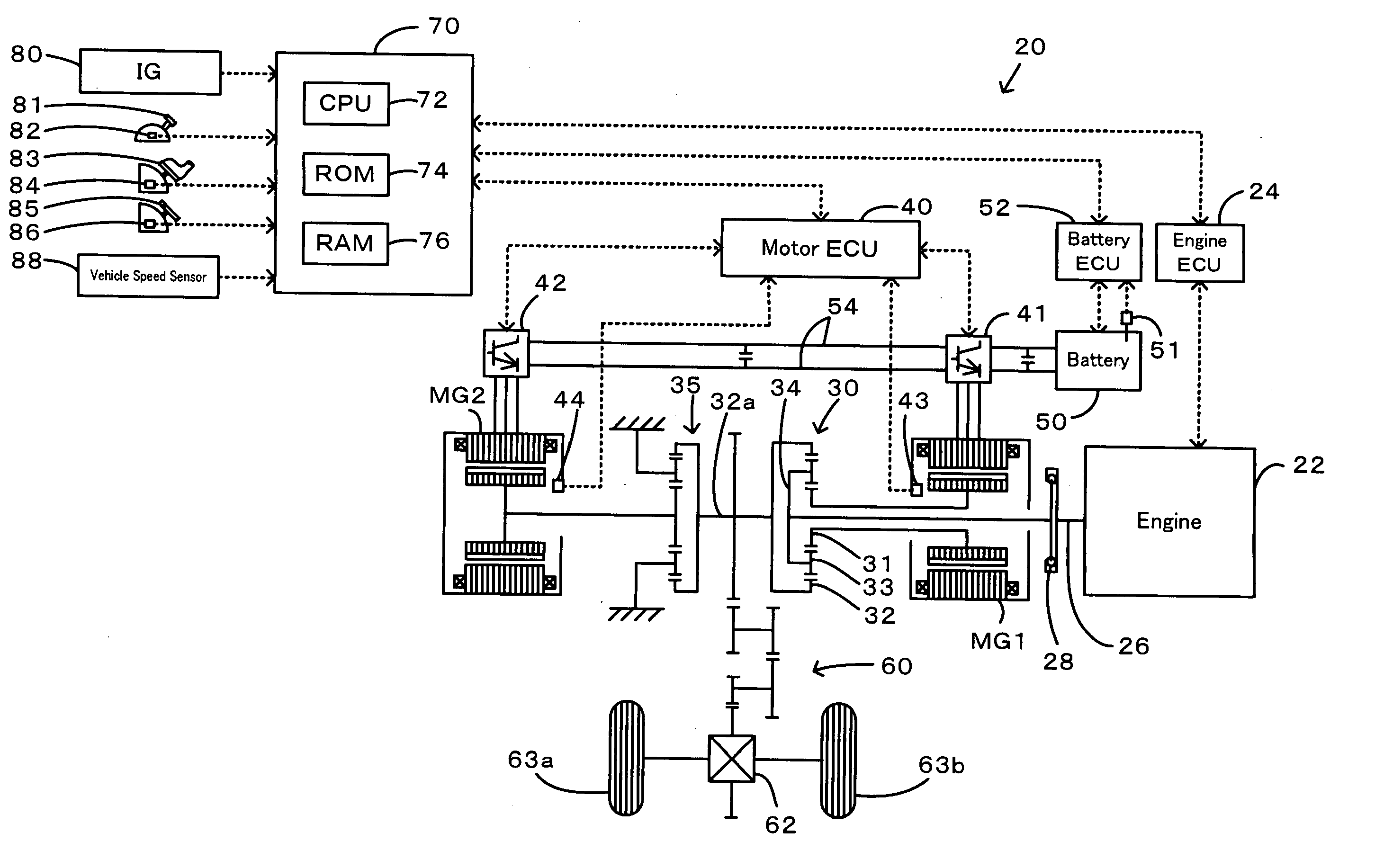 Power Output Apparatus, Motor Vehicle Equipped with Power Output Apparatus, and Control Method of Power Output Apparatus