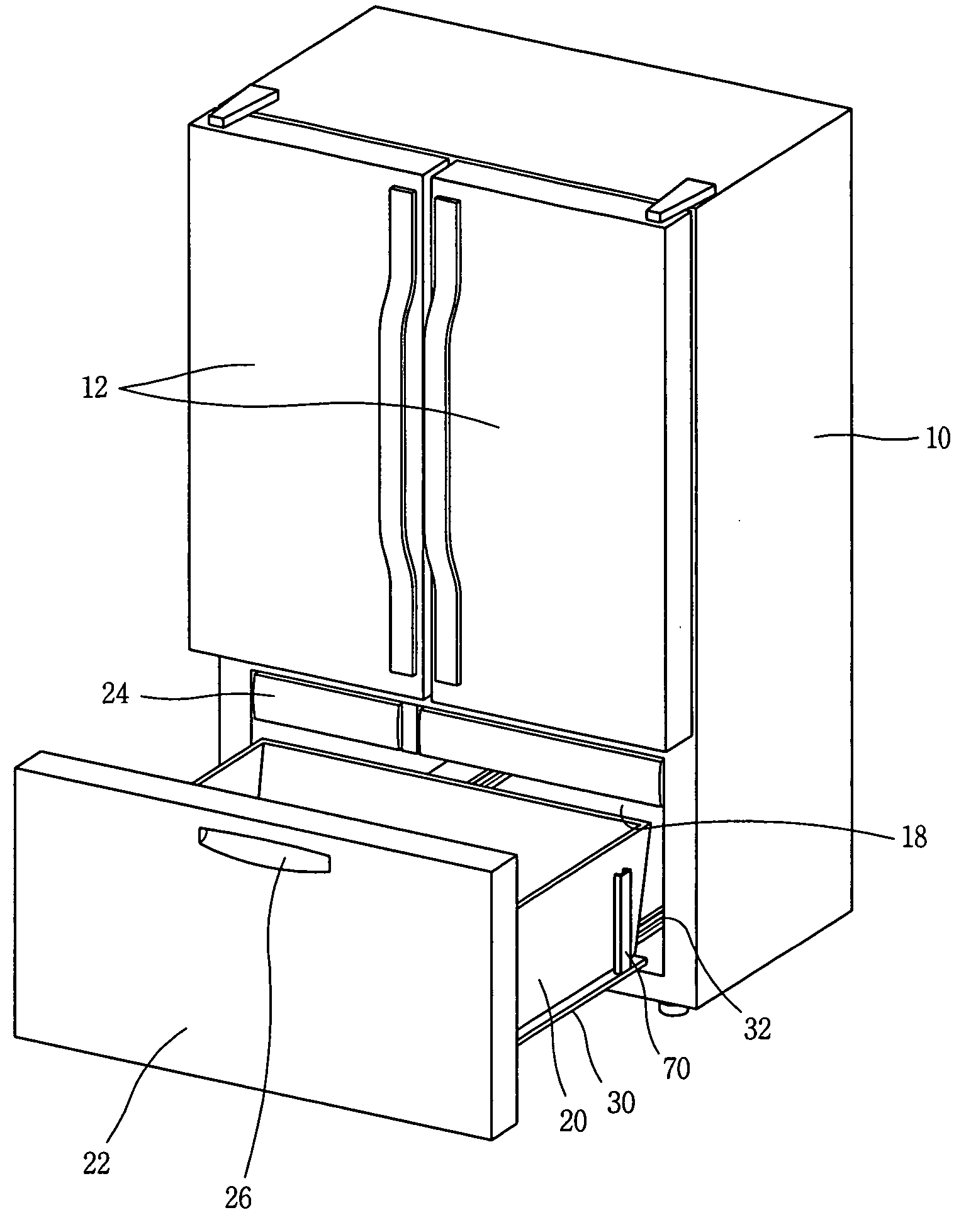Bottom drawer type refrigerator having basket lift device