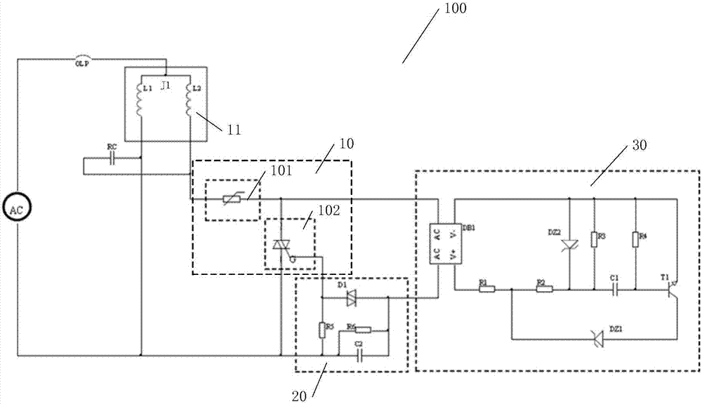 Starting control circuit of single-phase alternating-current motor, compressor system, and refrigeration equipment