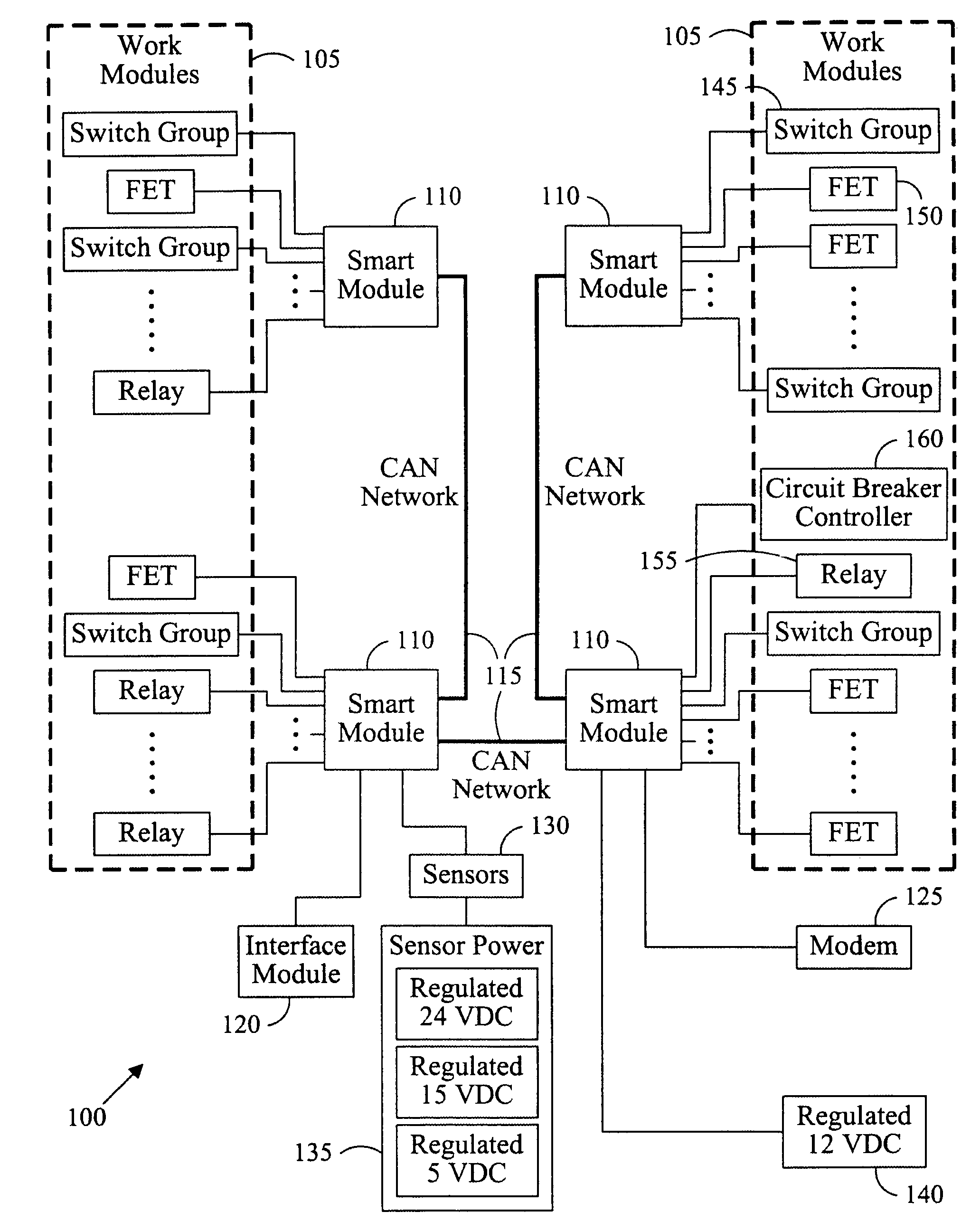 Electrical system for controlling coach resources