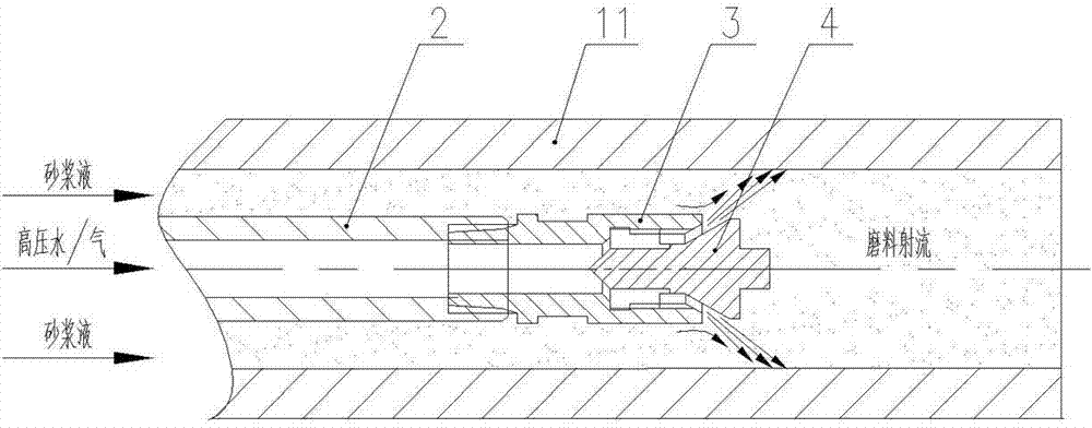 Descaling device at inner wall of steel tube with 20-100mm of diameter