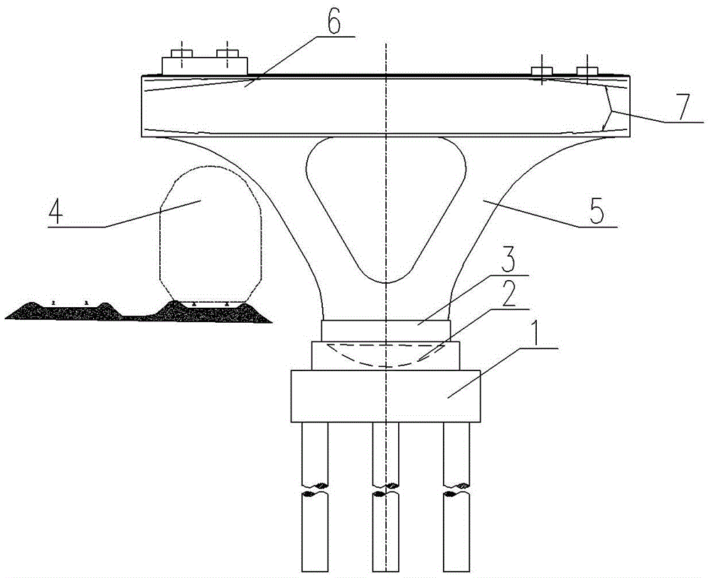 Swivel V-shaped T-structure bridge pier and its construction method