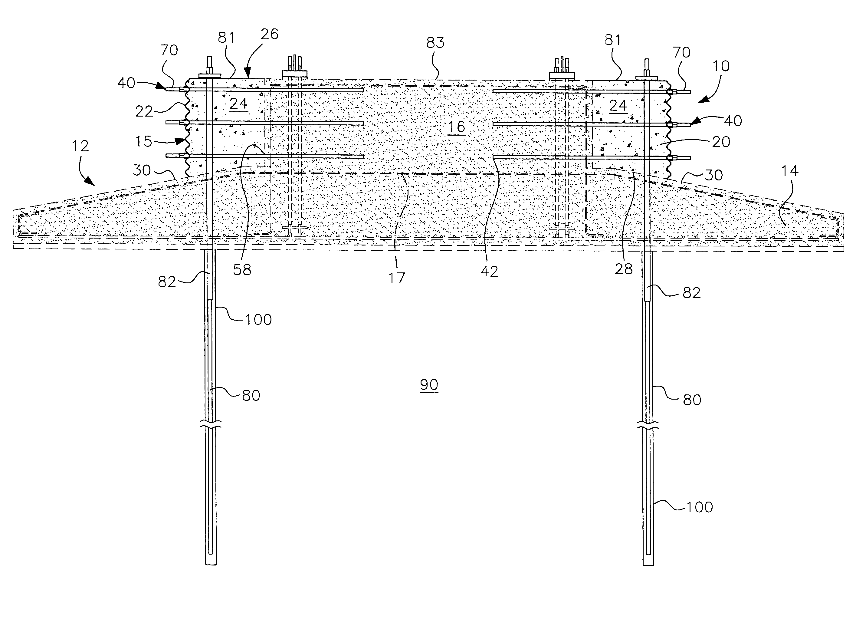 Retrofit reinforcing structure addition and method for wind turbine concrete gravity spread foundations and the like