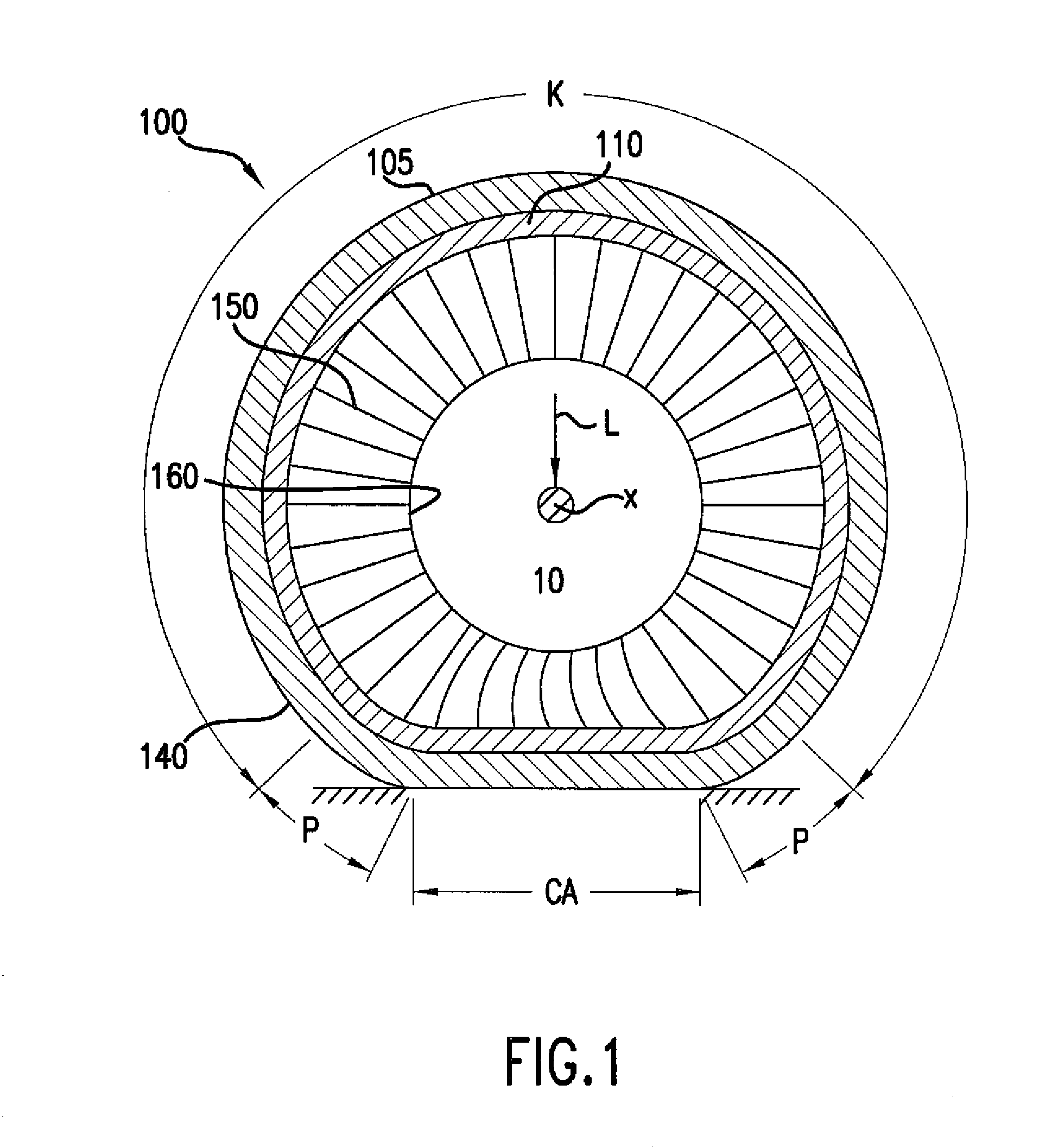 Shear band with interlaced reinforcements