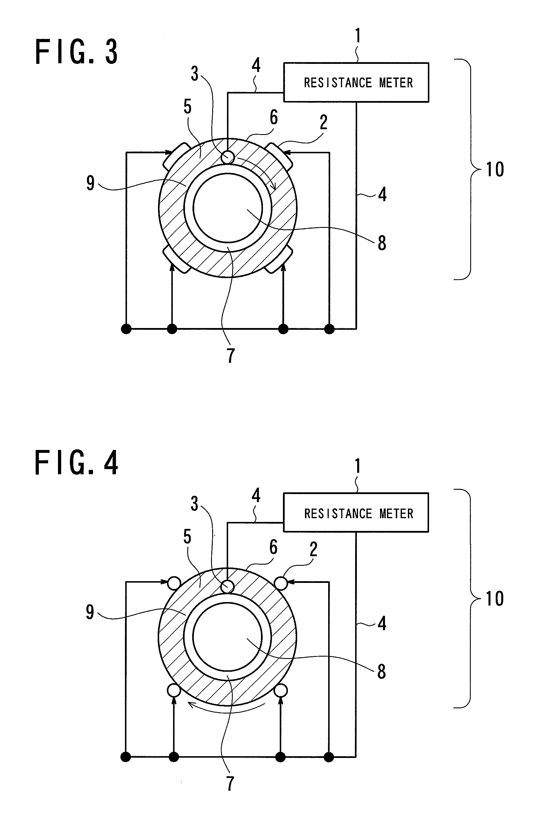 Electrical resistance measuring device for tires, and method thereof