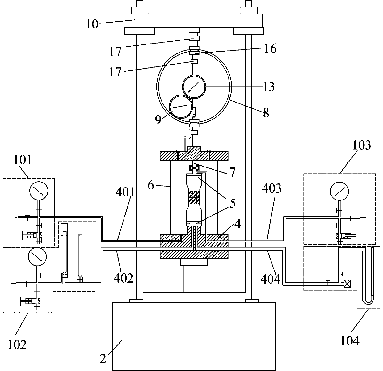 Strain-controlled-type unsaturated soil triaxial tensile instrument