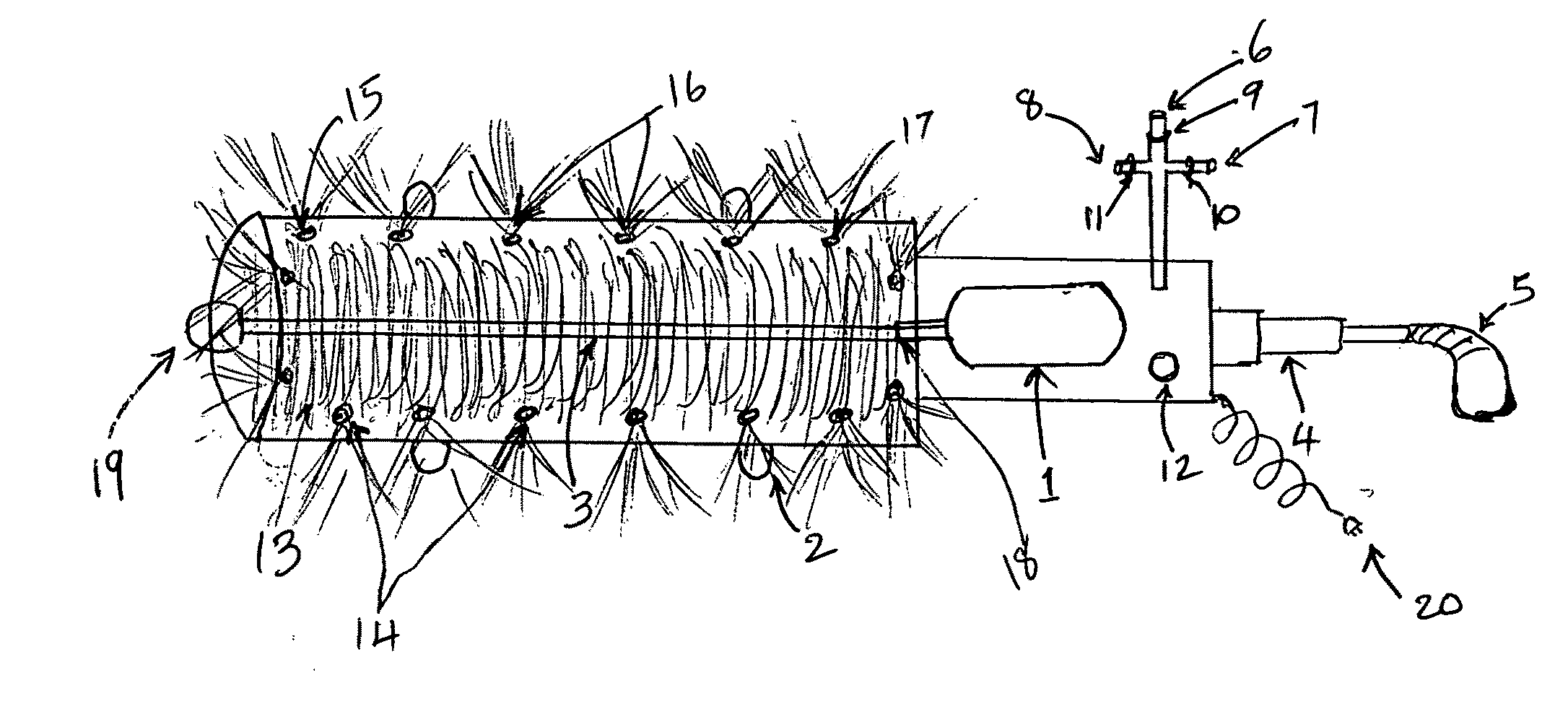 Hand-held multi-function brush system with sprays