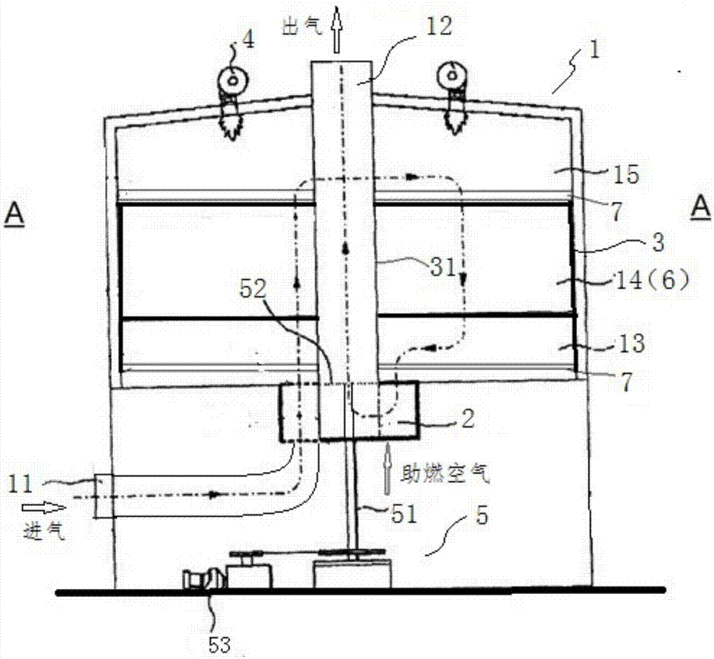 Multi-chamber heat accumulating type oxidation furnace