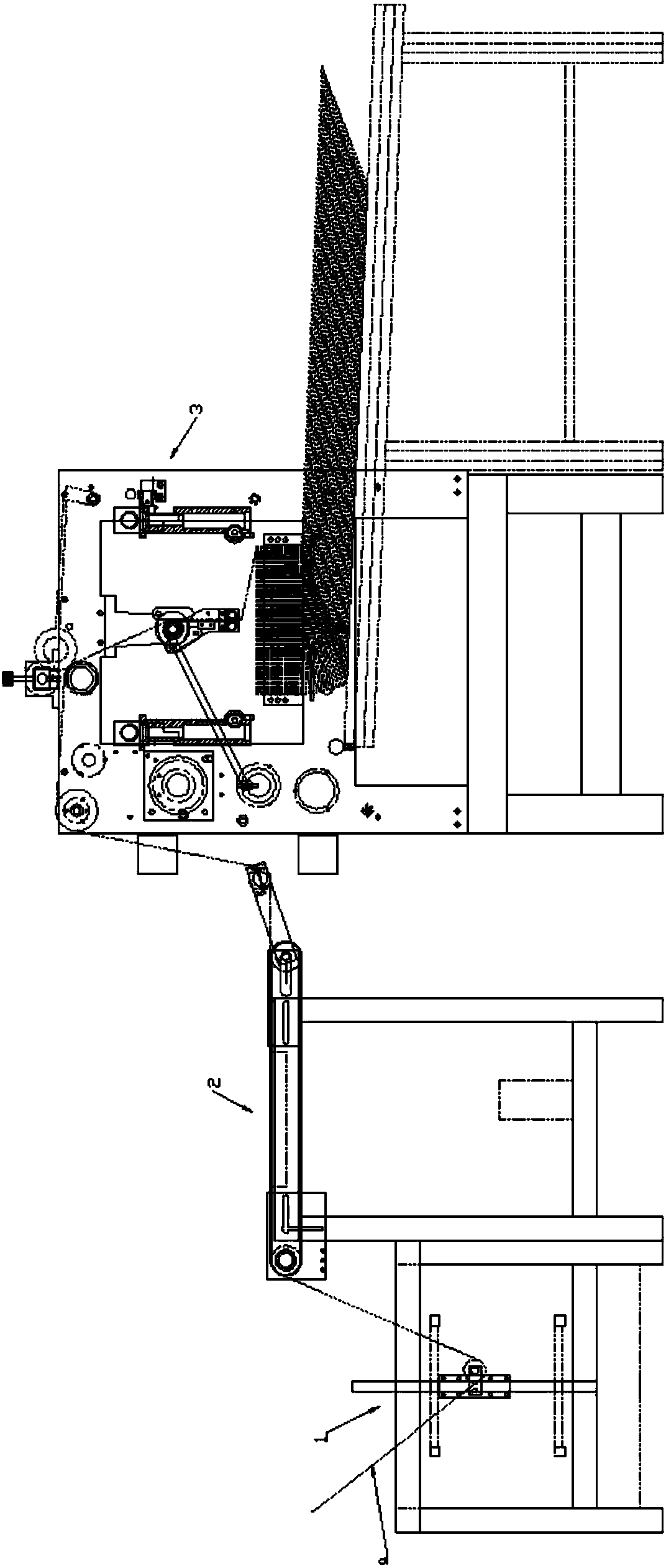 Vibration eliminating transmission mechanism and folding machine comprising mechanism