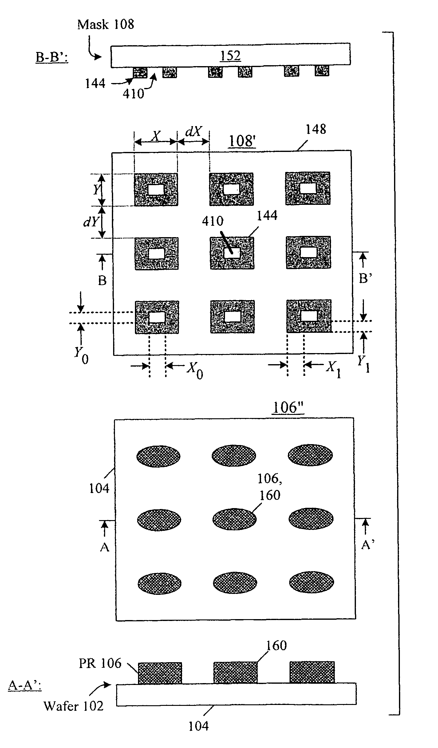 Photolithography with optical masks having more transparent features surrounded by less transparent features