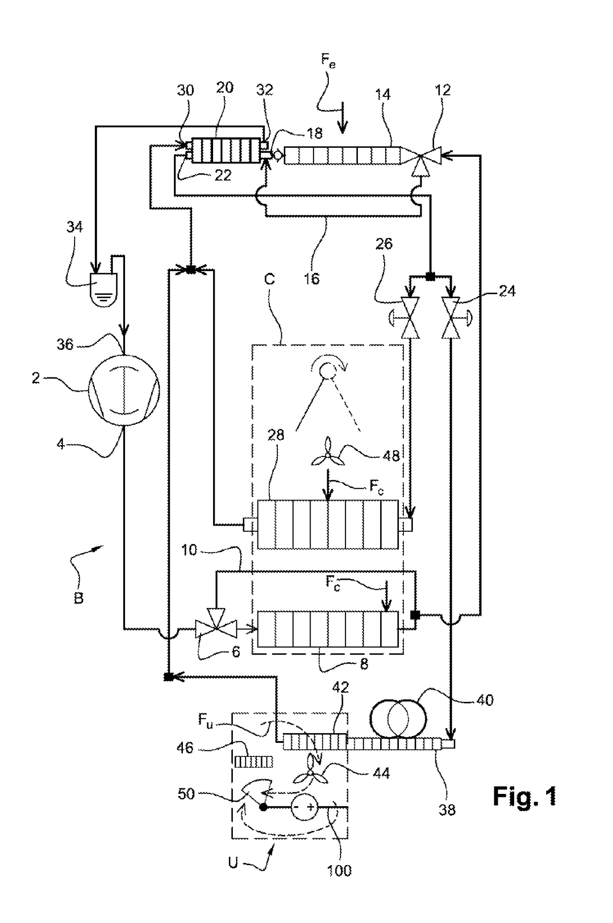 Heat conditioning system for a motor vehicle
