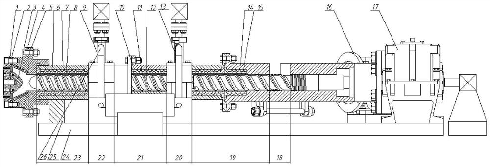 A rubber vacuum-assisted screw extrusion continuous dehydration drying method and equipment for preventing material leakage