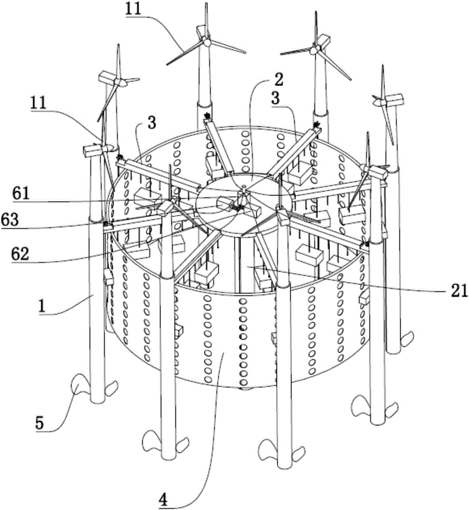 Mariculture method and device based on offshore wind plant