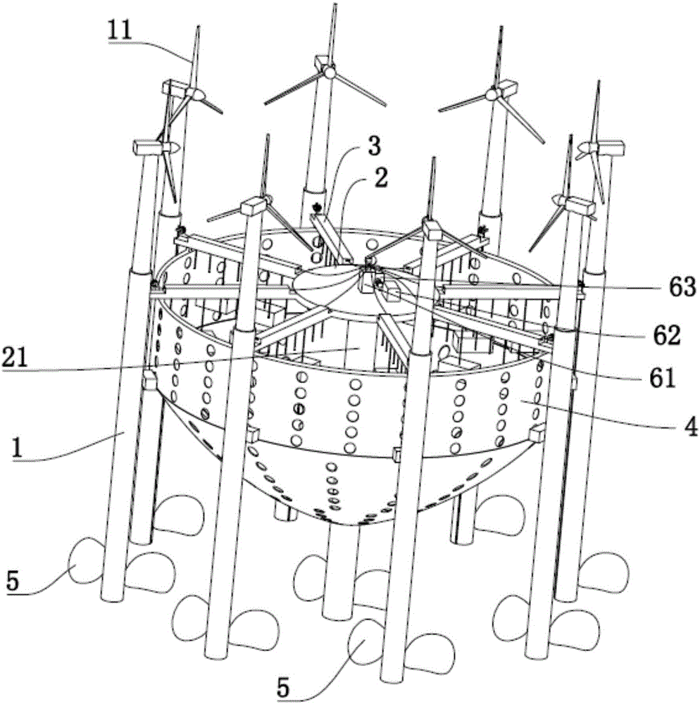 Mariculture method and device based on offshore wind plant