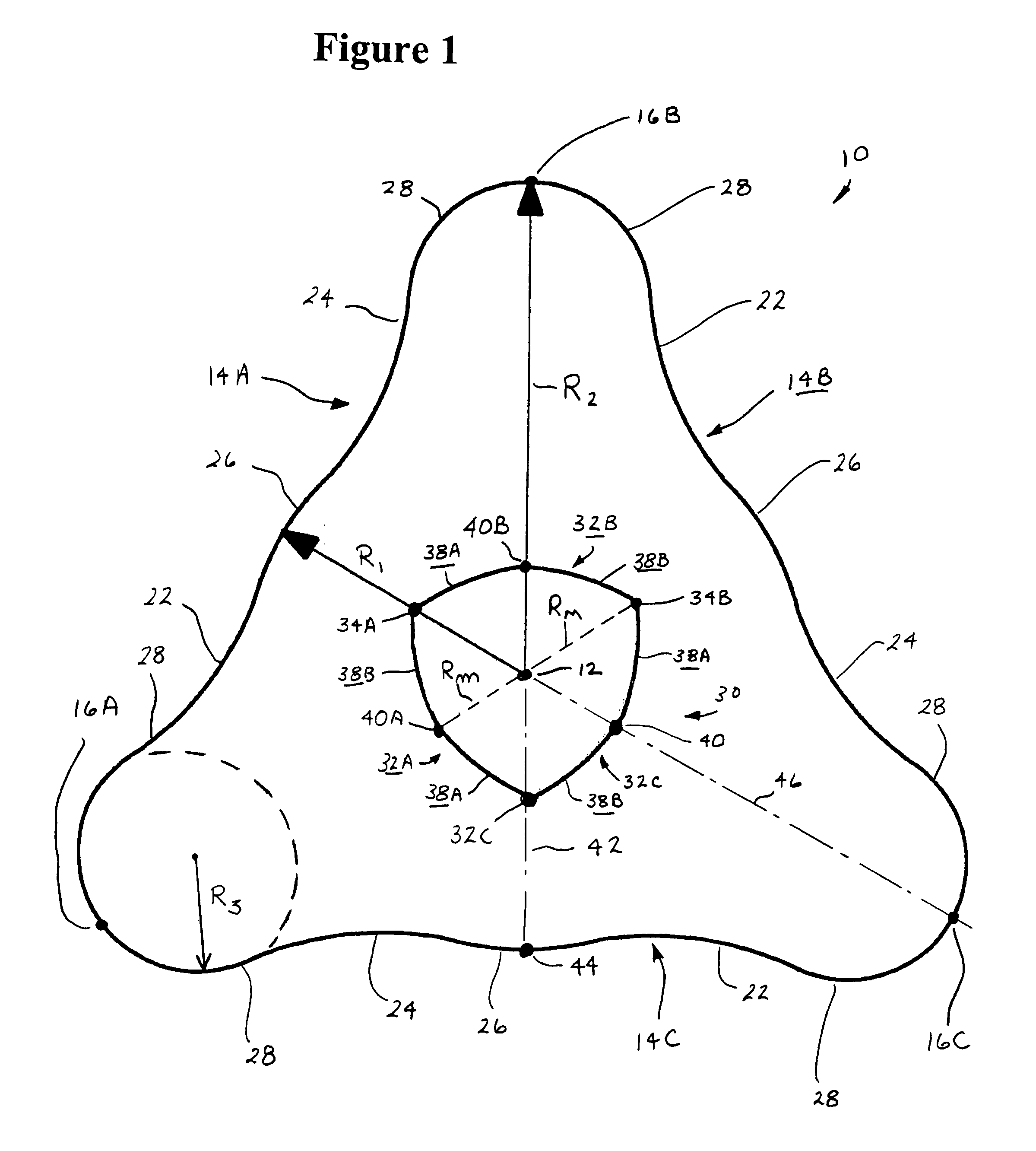 Bulked continuous filament having a three-sided exterior cross-section and a convex six-sided central void and yarn and carpet produced therefrom