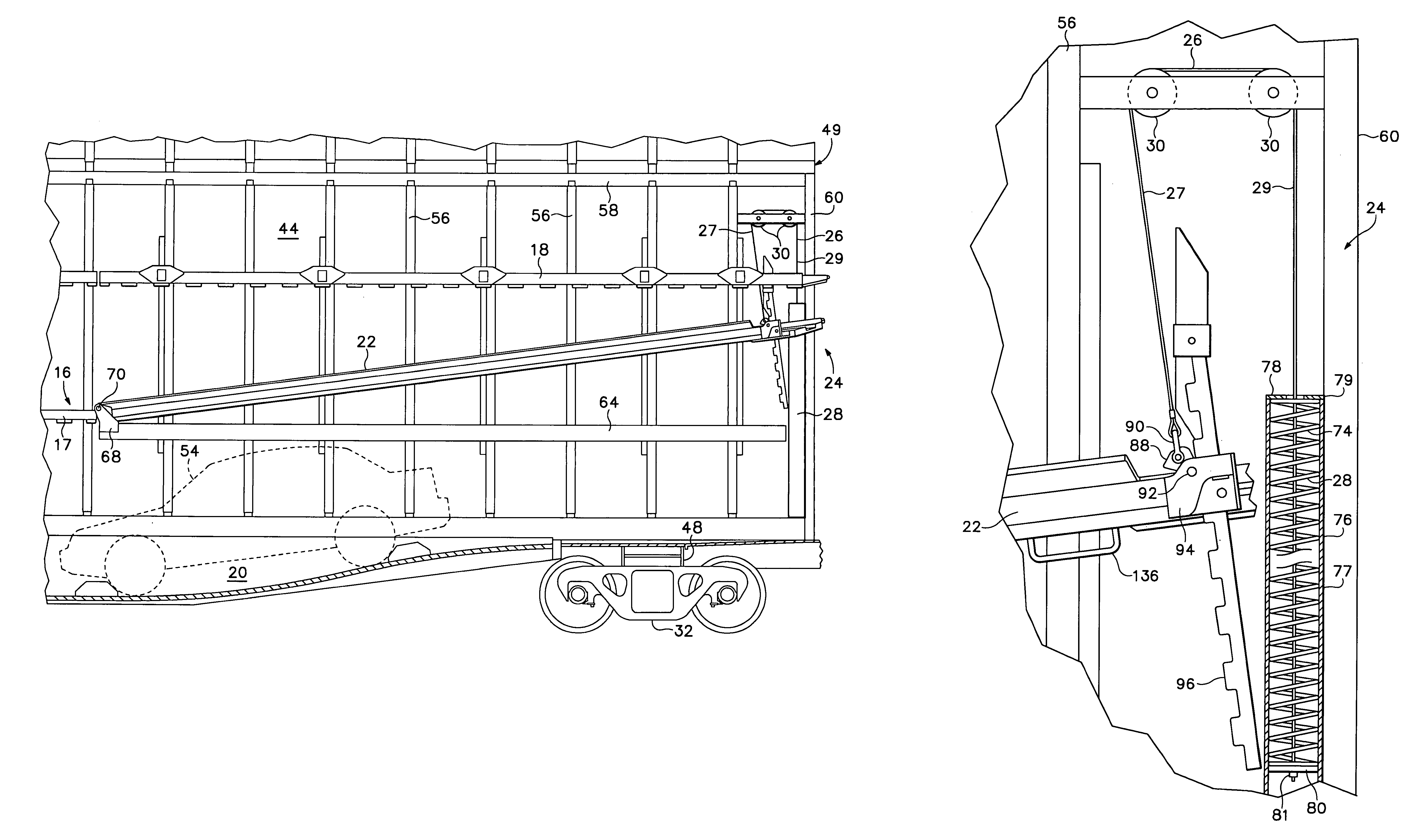 Counterbalanced deck for railroad freight car