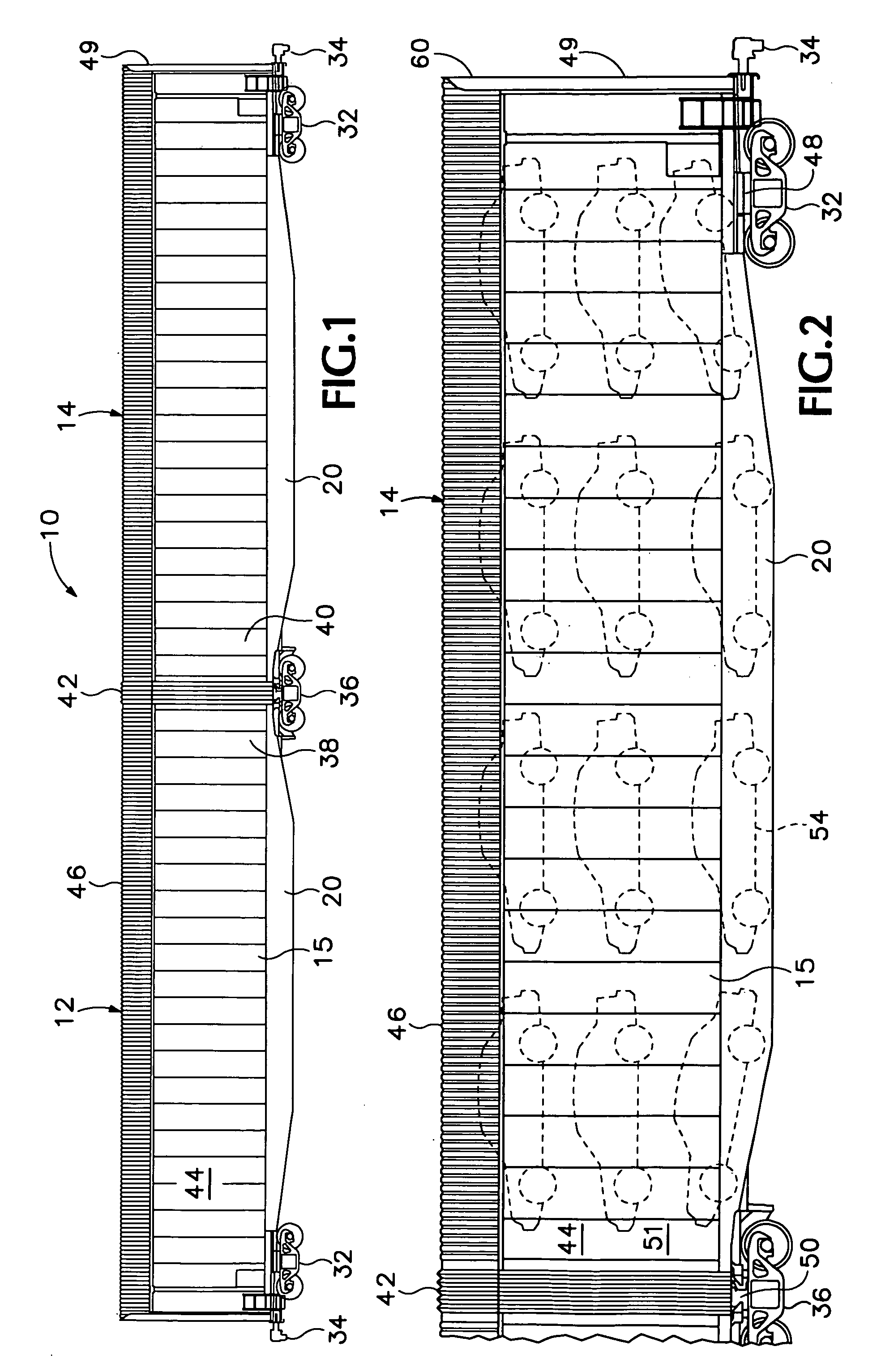 Counterbalanced deck for railroad freight car