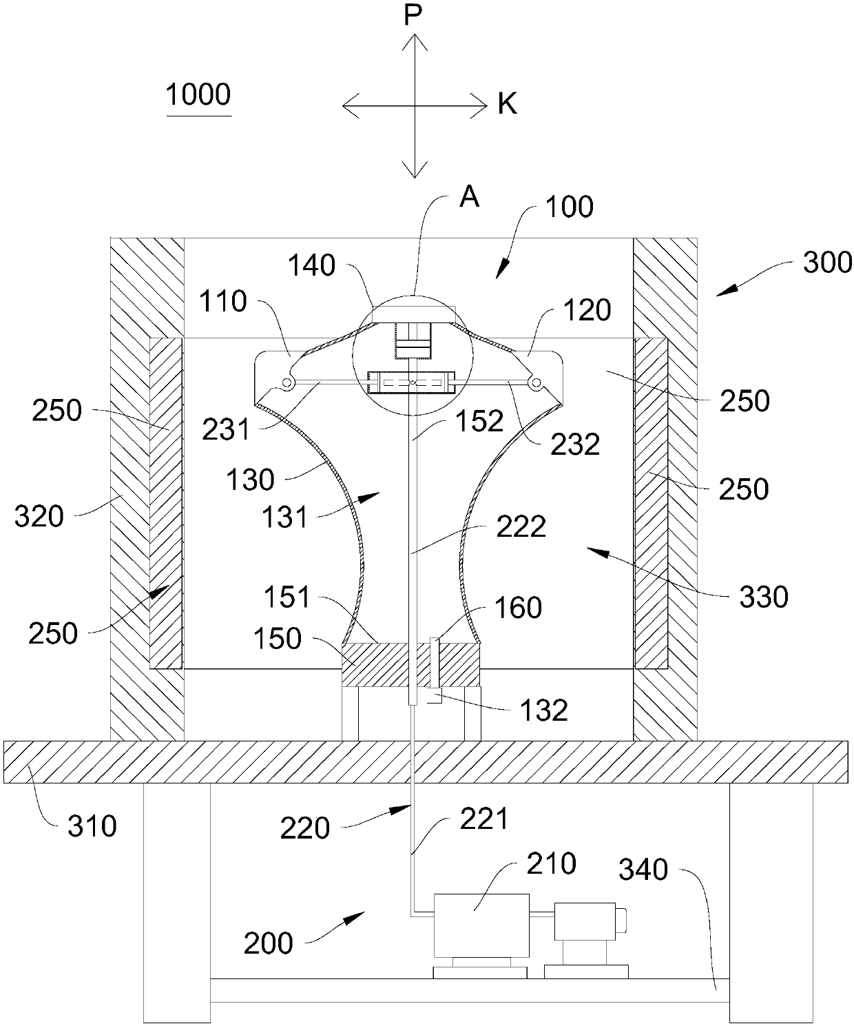 Pneumatic expanding machine for 3D printing garment blank