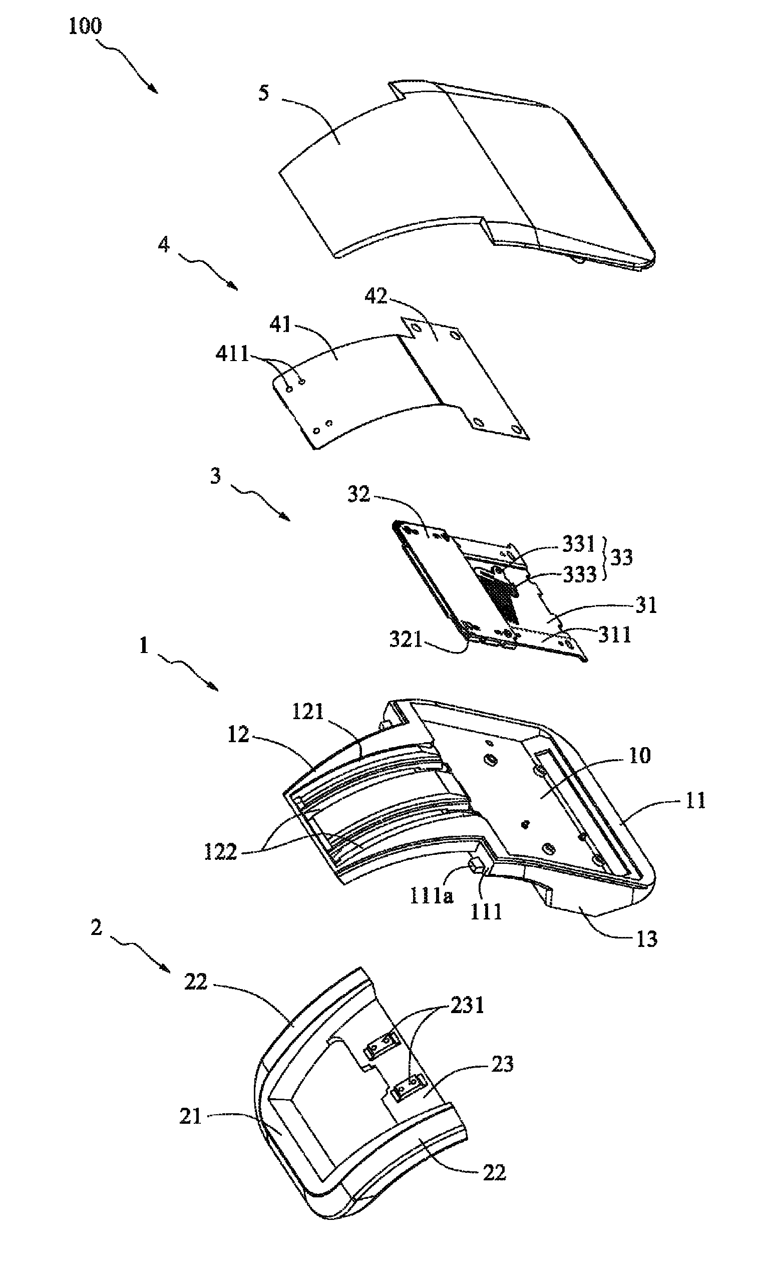 Mouse structure with retracting function