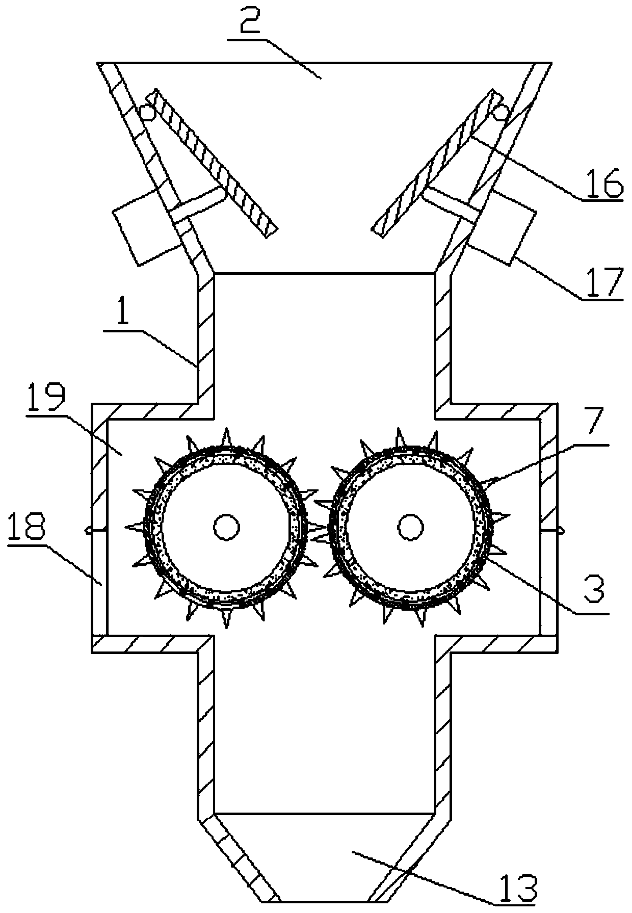 A shredder for crushing plant stems