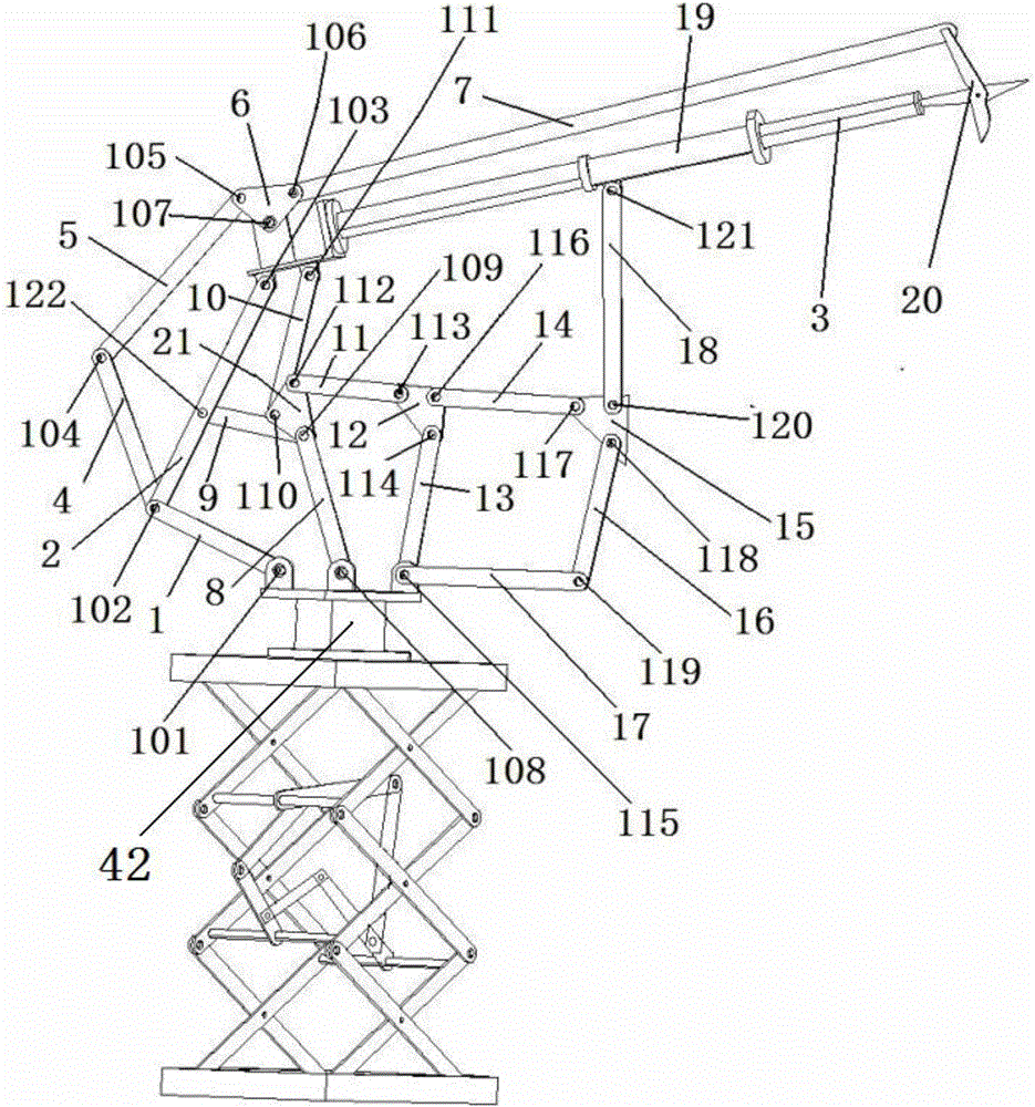 Hybrid linear lever multi-degree-of-freedom controllable lifting type fruit picker