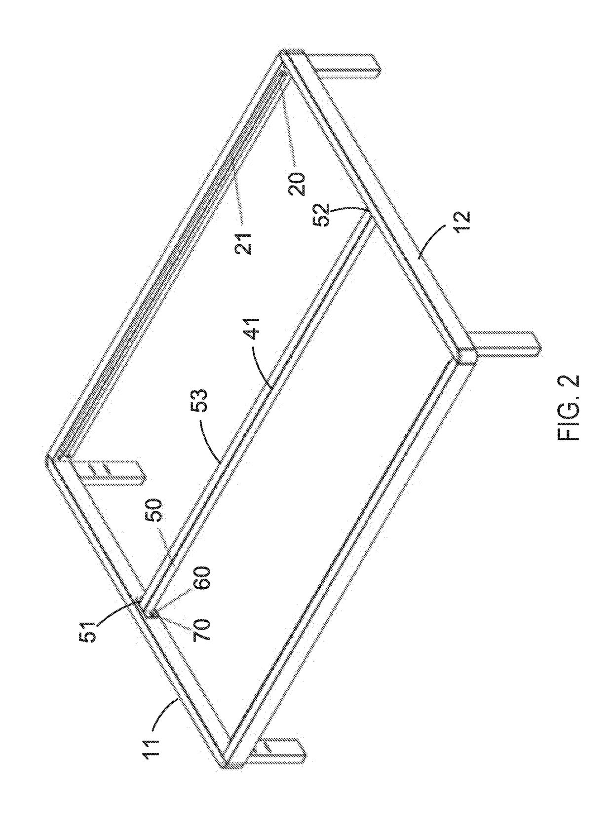 Bed and bed frame having supporting bars coupled by touch fasteners
