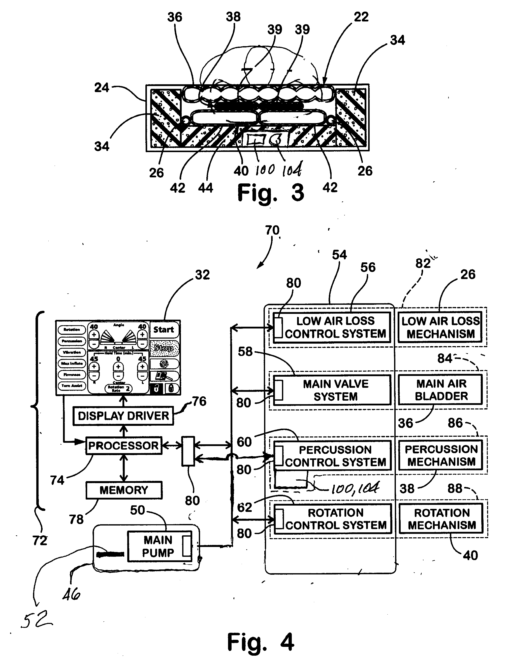 Vibrating patient support apparatus with a spring loaded percussion device