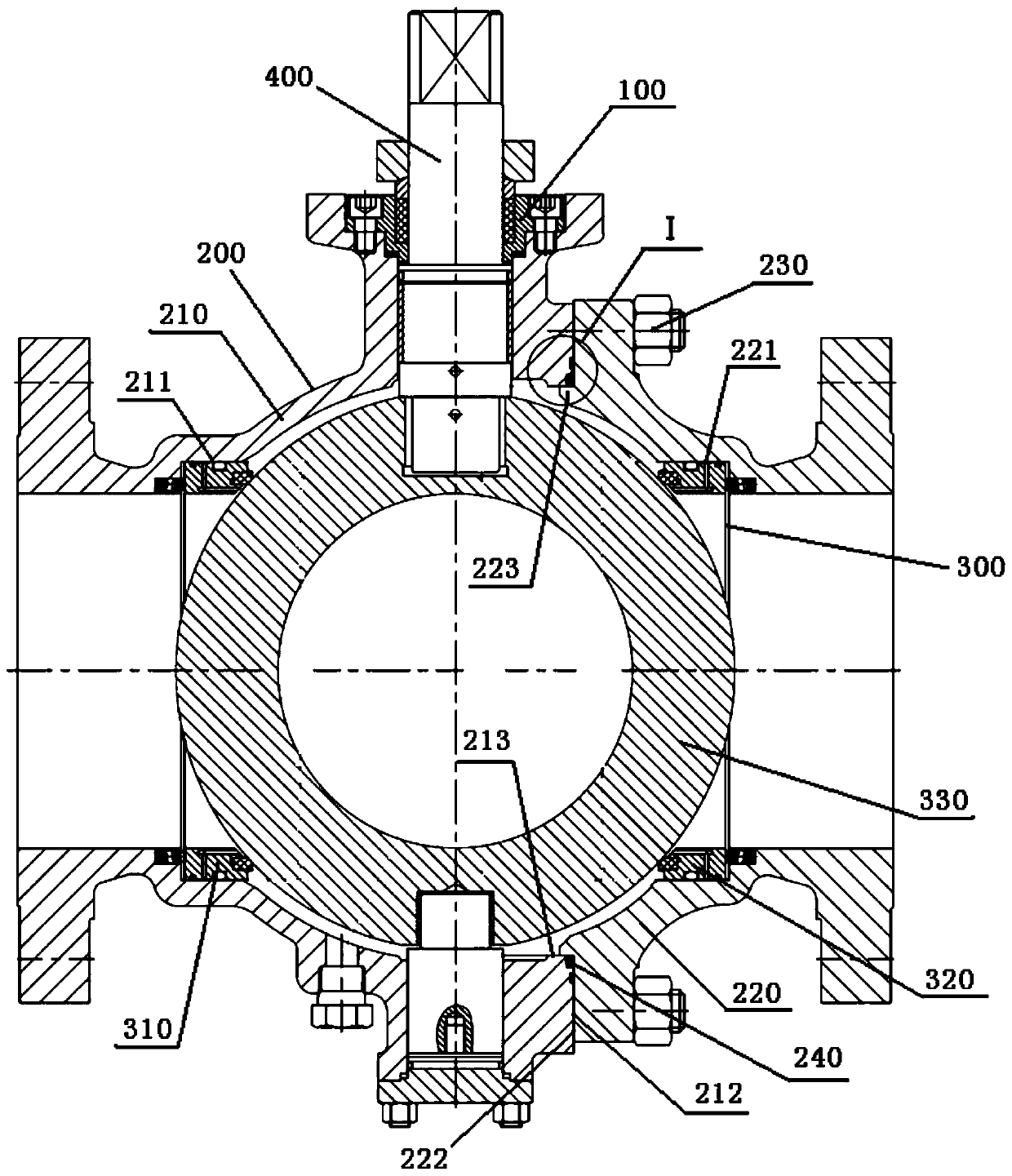 Two-body-type fixed ball valve and manufacturing method thereof