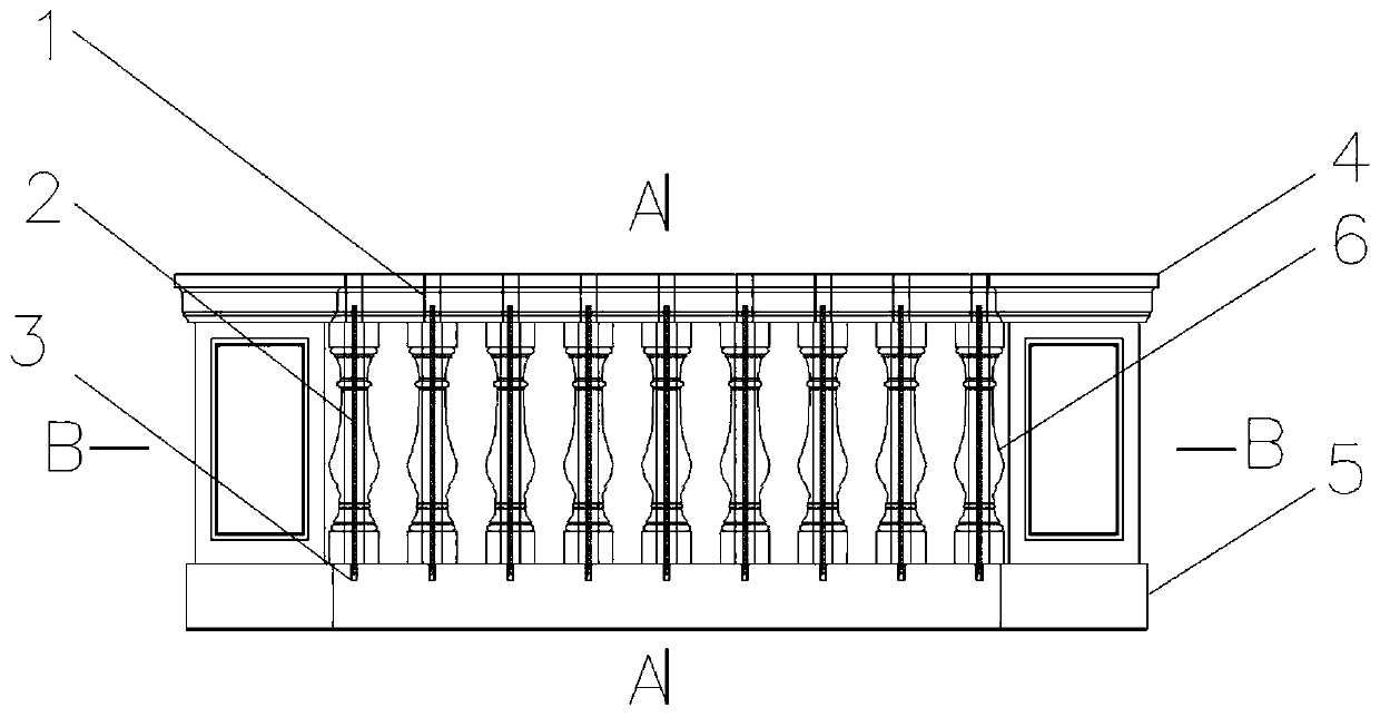 A post-standard decorative hollow body railing and its construction method