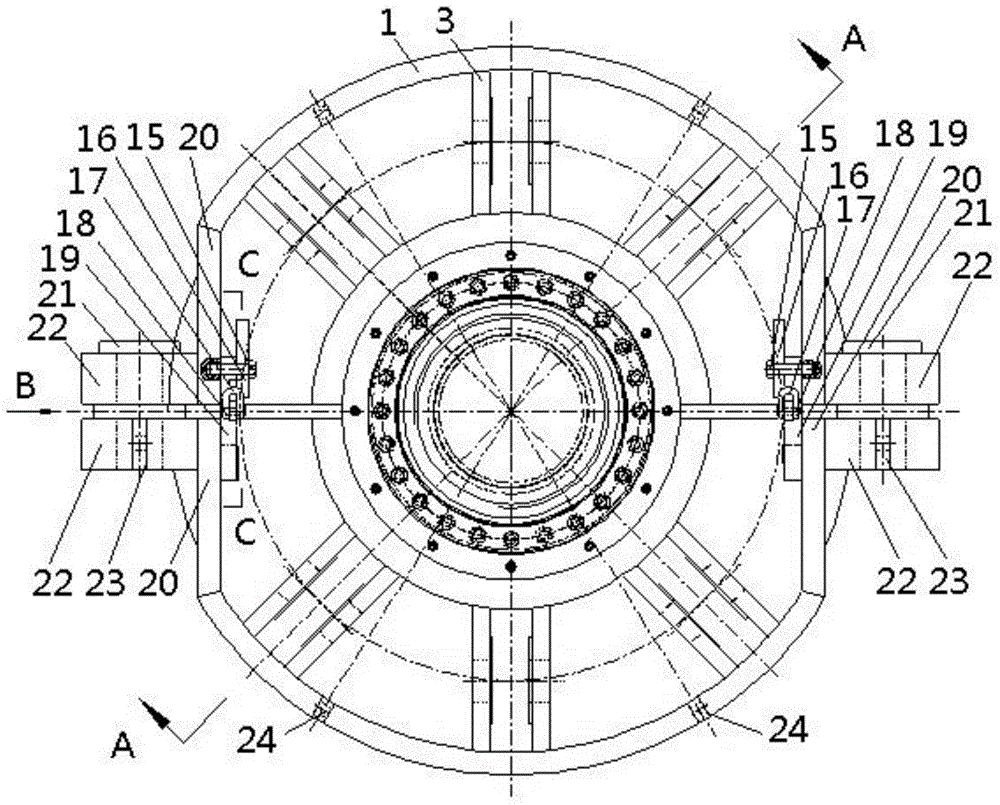 A rotating split riser tensioning ring