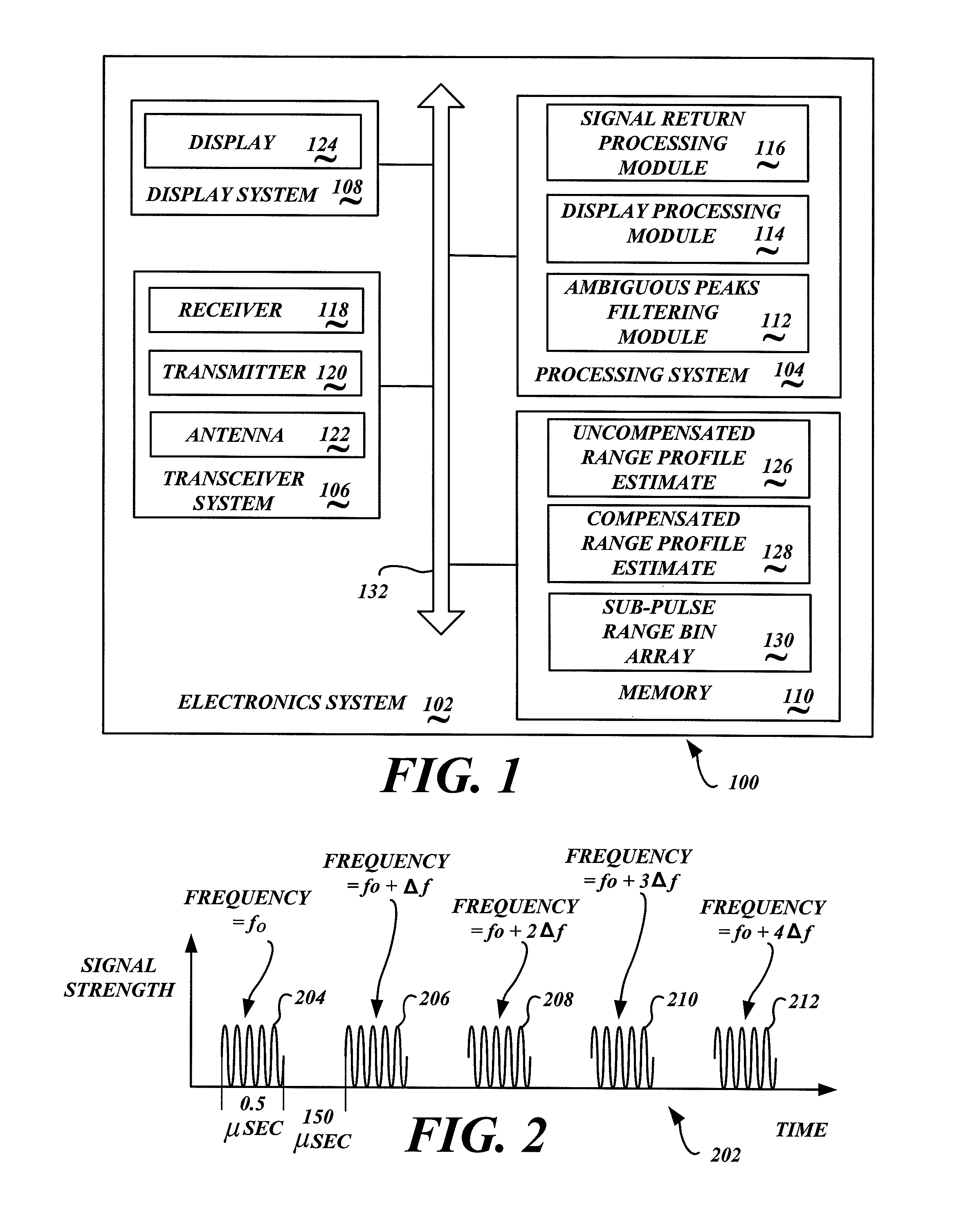 Systems and methods for suppressing ambiguous peaks from stepped frequency techniques