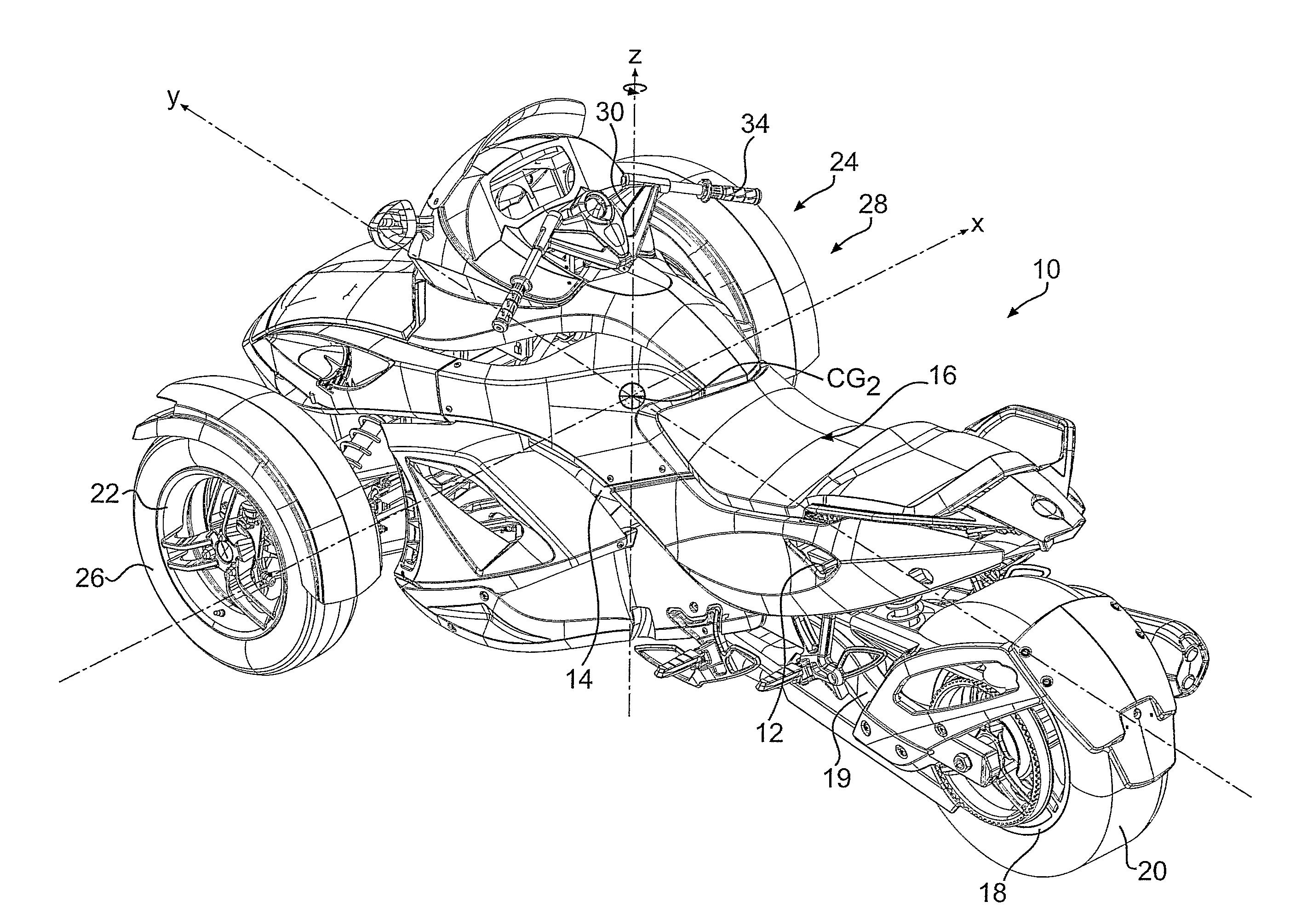 Three-wheel vehicle electronic stability system