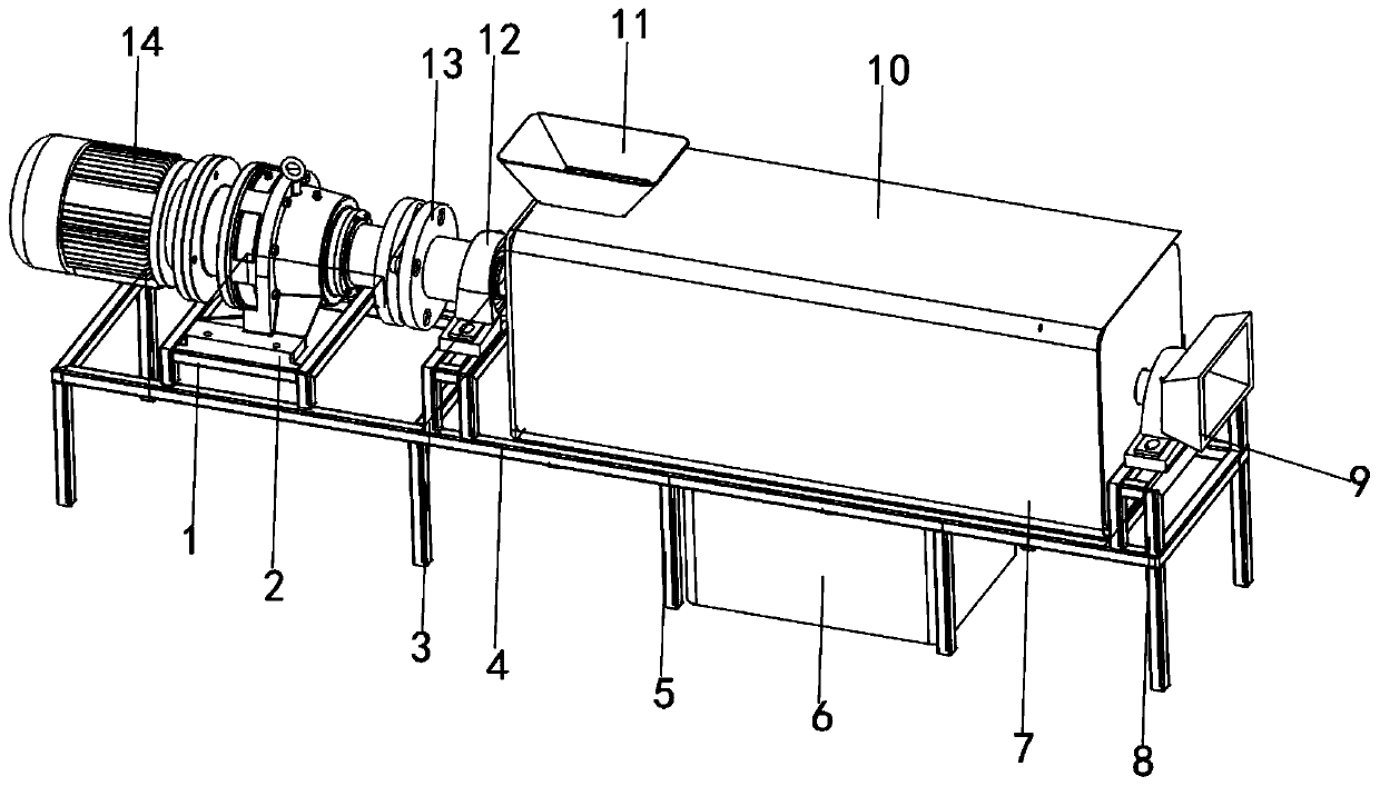 Squeezing and dewatering device for municipal domestic garbage treatment and operating method thereof