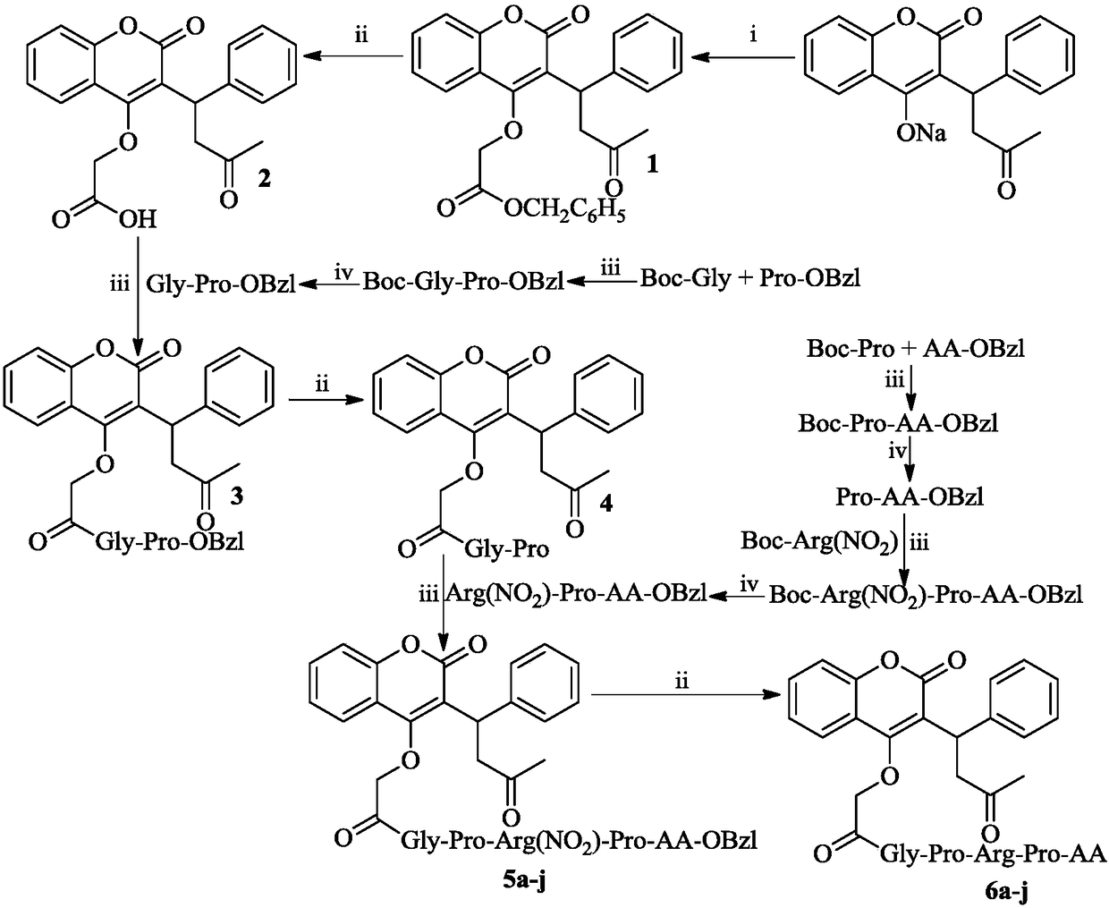 Gly-Pro-Arg-Pro-containing pentapeptide-modified warfarin, synthesis, activity and applications thereof