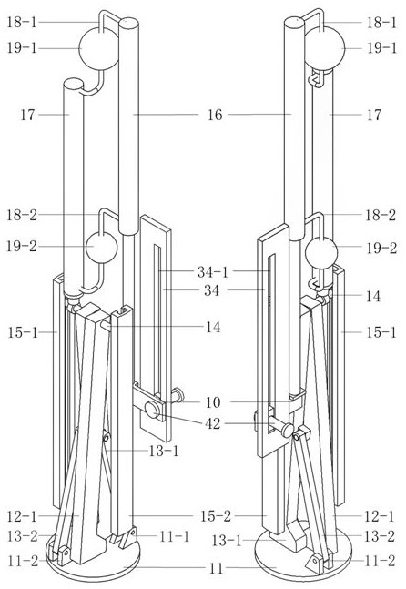 Telescopic fence with supporting legs capable of being folded automatically