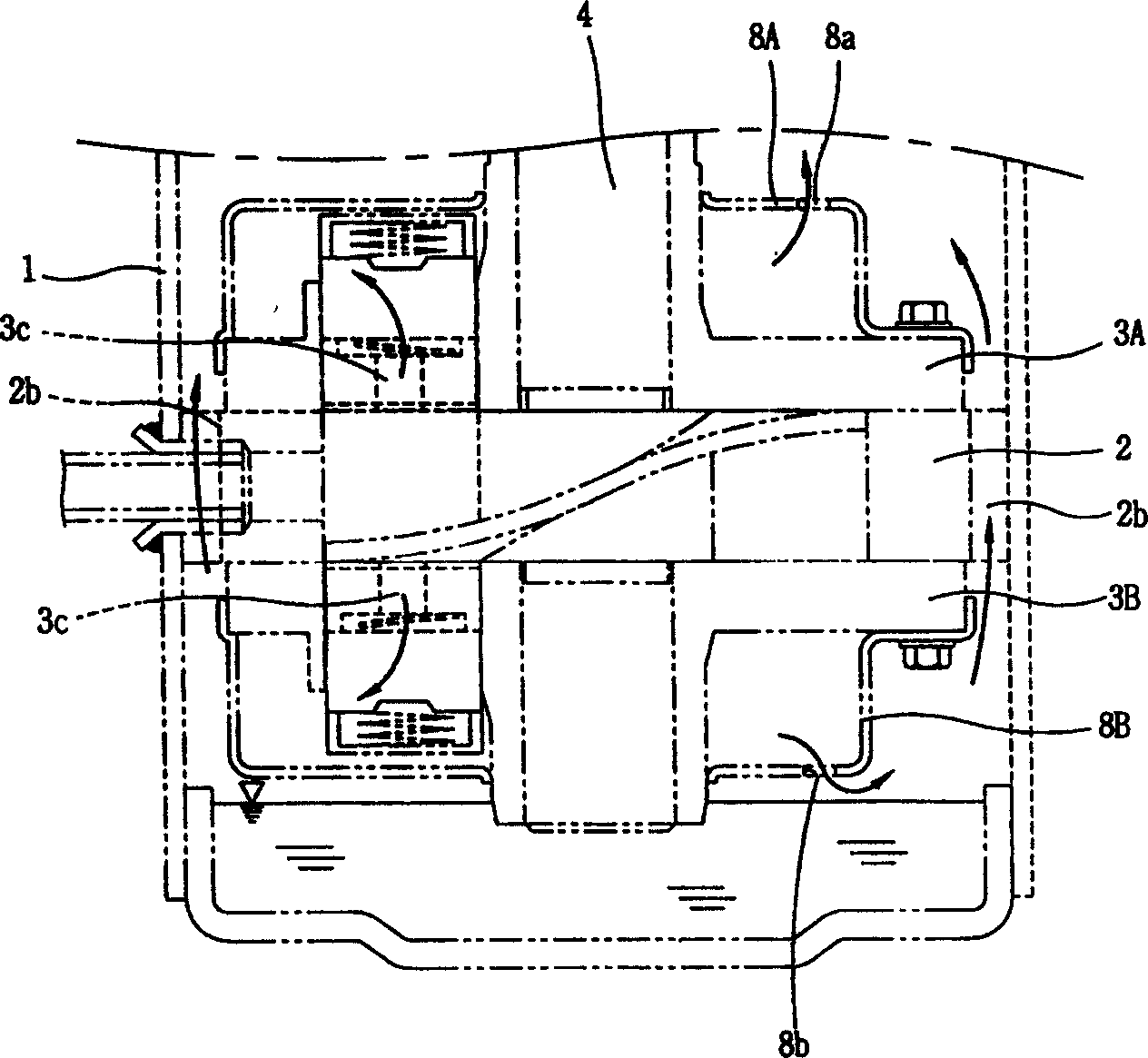 Exhaust gas quide structure of closed compressor