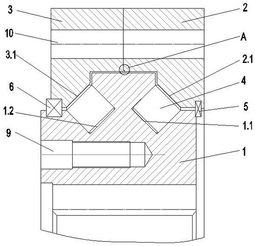 Double-crossing mutual-perpendicular yaw bearing