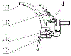 Front combined type snow removing device for snow removing vehicle