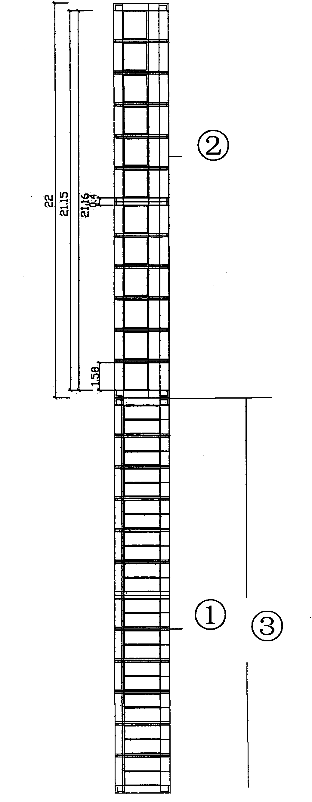 Method for manufacturing transitional side-door-free compartment of rail train group with length exceeding station