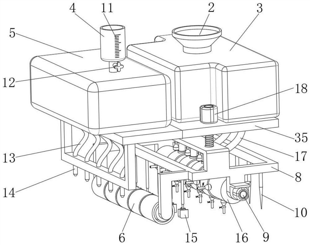 Wheat precise sowing, storing and irrigating apparatus