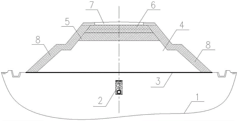 Mudstone filled roadbed structure and construction method thereof
